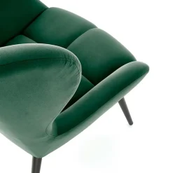 Garnero Arredamenti Poltroncine Imbottite-Poltrona imbottita in tessuto velluto scuro nero Polly Verde