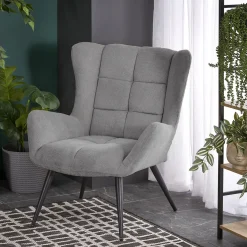 Garnero Arredamenti Poltrone Relax|Poltroncine Imbottite-Poltrona imbottita in tessuto nero Snooz Grigio