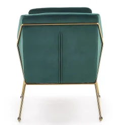 Garnero Arredamenti Poltrone Design|Poltroncine Imbottite-Poltrona imbottita in velluto gambe in oro Erminia 3 Verde
