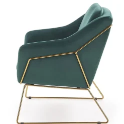 Garnero Arredamenti Poltrone Design|Poltroncine Imbottite-Poltrona imbottita in velluto gambe in oro Erminia 3 Verde