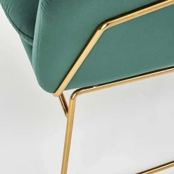 Garnero Arredamenti Poltrone Design|Poltroncine Imbottite-Poltrona imbottita in velluto gambe in oro Erminia 3 Verde