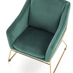 Garnero Arredamenti Poltrone Design|Poltroncine Imbottite-Poltrona imbottita in velluto gambe in oro Erminia 3 Verde