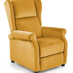 Garnero Arredamenti Poltrone Relax|Poltroncine Imbottite-Poltrona reclinabile imbottita in velluto giallo Cassiopea Senape