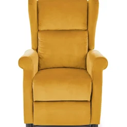 Garnero Arredamenti Poltrone Relax|Poltroncine Imbottite-Poltrona reclinabile imbottita in velluto giallo Cassiopea Senape