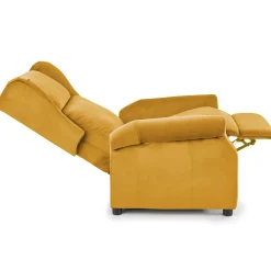 Garnero Arredamenti Poltrone Relax|Poltroncine Imbottite-Poltrona reclinabile imbottita in velluto giallo Cassiopea Senape