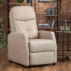 Garnero Arredamenti Poltrone Relax-Poltrona reclinabile imbottita in tessuto beige Adele