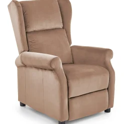 Garnero Arredamenti Poltrone Relax|Poltroncine Imbottite-Poltrona reclinabile imbottita in velluto beige Cassiopea Tessuto Vellutato Lucido Beige