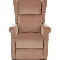 Garnero Arredamenti Poltrone Relax|Poltroncine Imbottite-Poltrona reclinabile imbottita in velluto beige Cassiopea Tessuto Vellutato Lucido Beige