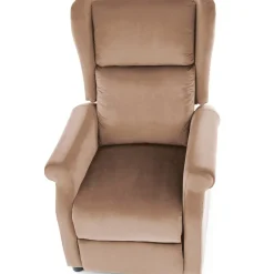 Garnero Arredamenti Poltrone Relax|Poltroncine Imbottite-Poltrona reclinabile imbottita in velluto beige Cassiopea Tessuto Vellutato Lucido Beige
