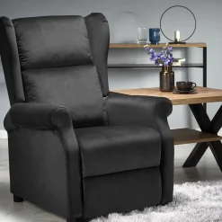 Garnero Arredamenti Poltrone Relax|Poltroncine Imbottite-Poltrona reclinabile imbottita in velluto Cassiopea Nero