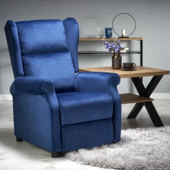 Garnero Arredamenti Poltroncine Imbottite|Poltrone Relax-Poltrona reclinabile imbottita in velluto Cassiopea Blu