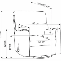 Garnero Arredamenti Poltrone Relax|Poltroncine Imbottite-Poltrona reclinabile imbottita in tessuto Benuat Grigio