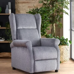 Garnero Arredamenti Poltrone Relax|Poltroncine Imbottite-Poltrona reclinabile massaggiante imbottita in tessuto Elion Grigio