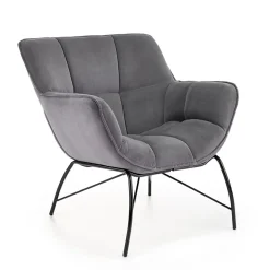 Garnero Arredamenti Poltrone Design|Poltrone Relax-Poltrona relax da sala in velluto grigio nero Indiana