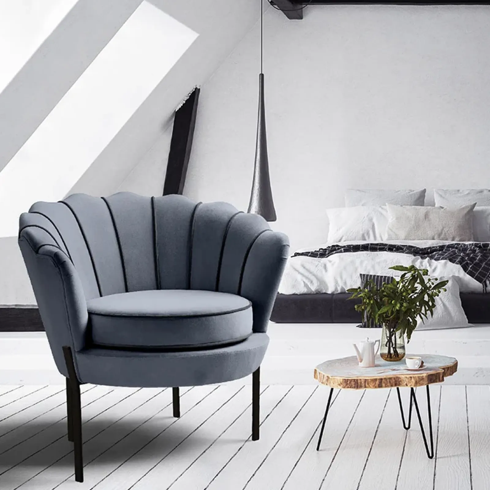 Garnero Arredamenti Poltrone Design|Poltrone Relax-Poltrona relax in velluto design moderno nero Pegasus Grigio