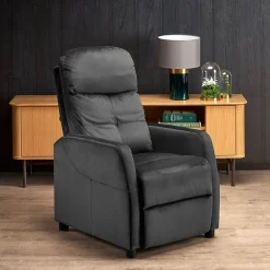 Garnero Arredamenti Poltrone Relax|Poltroncine Imbottite-Poltrona relax reclinabile in velluto antracite nero Sirmione