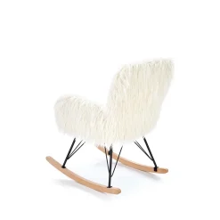 Garnero Arredamenti Poltrone Design|Poltrone Sala D'attesa-Poltrona sedia a dondolo design pelliccia bianco crema struttura legno metallo Winnipeg