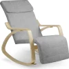 Garnero Arredamenti Poltrone Relax|Poltroncine Imbottite-Poltrona sedia a dondolo imbottita relax tessuto grigio legno Slow