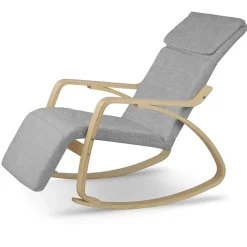 Garnero Arredamenti Poltrone Relax|Poltroncine Imbottite-Poltrona sedia a dondolo imbottita relax tessuto grigio legno Slow