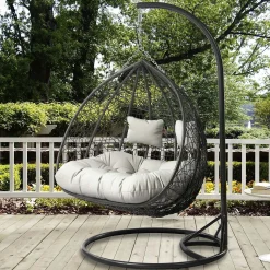 Garnero Arredamenti Dondoli Da Giardino|Poltrone Da Giardino-Poltrona sospesa 2 posti da giardino 120x200h cm grigio con cuscini Ibisco Grigio scuro - Grigio chiaro