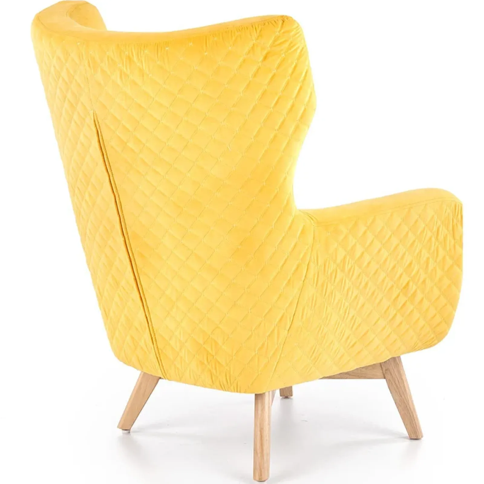 Garnero Arredamenti Poltrone Design|Poltroncine Imbottite-Poltroncina imbottita in velluto giallo legno naturale Seven