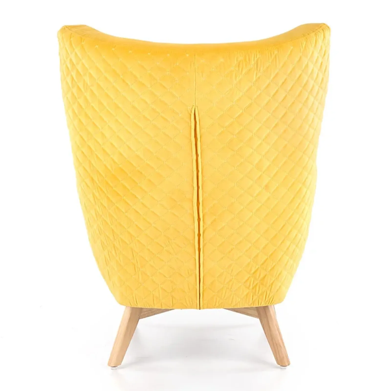 Garnero Arredamenti Poltrone Design|Poltroncine Imbottite-Poltroncina imbottita in velluto giallo legno naturale Seven