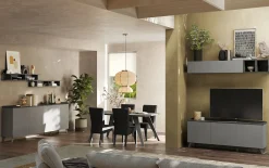 Garnero Arredamenti Mobile Tv Basso|Mobili Tv Moderni-Porta TV 181x72h cm 3 ante grigio scuro antracite Jonson Ossido - Grigio