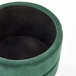 Garnero Arredamenti Pouf-Pouf contenitore design da salotto rotondo in velluto verde Neril