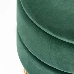 Garnero Arredamenti Pouf-Pouf contenitore design da salotto rotondo in velluto verde Neril