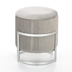 Garnero Arredamenti Pouf-Pouf da salotto contenitore in velluto chiaro Franklin Grigio