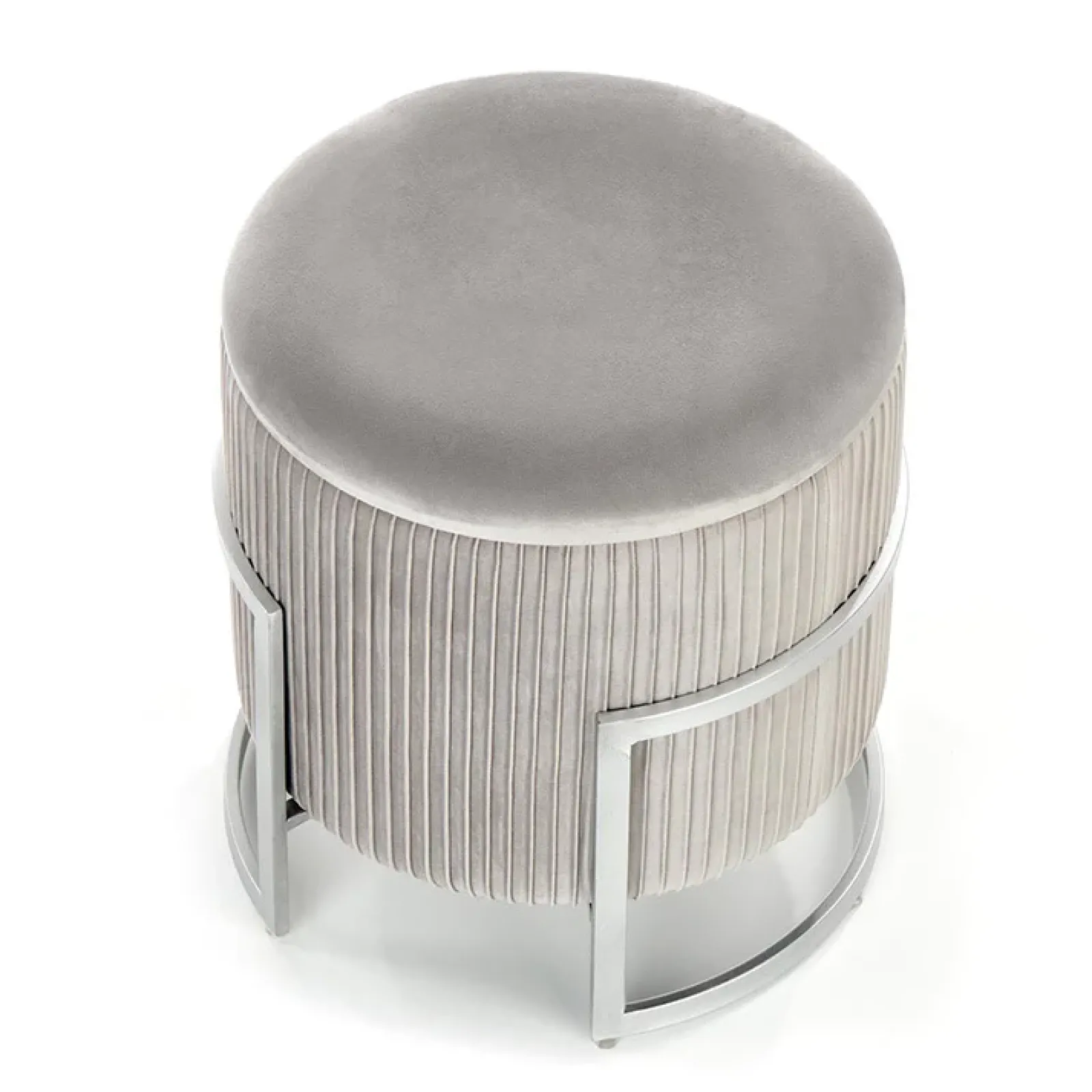 Garnero Arredamenti Pouf-Pouf da salotto contenitore in velluto chiaro Franklin Grigio