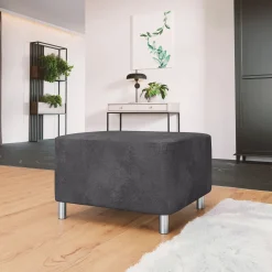 Garnero Arredamenti Pouf-Pouf imbottito in tessuto 65x56cm grigio scuro Titus Tessuto Vellutato Alova Grigio