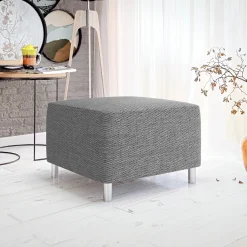 Garnero Arredamenti Pouf-Pouf imbottito in tessuto 65x56cm grigio chiaro Titus Tessuto Lawa Grigio