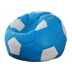 Garnero Arredamenti Pouf-Pouf poltrona sacco palla da calcio blu bianco ecopelle Lionel Blu - Bianco