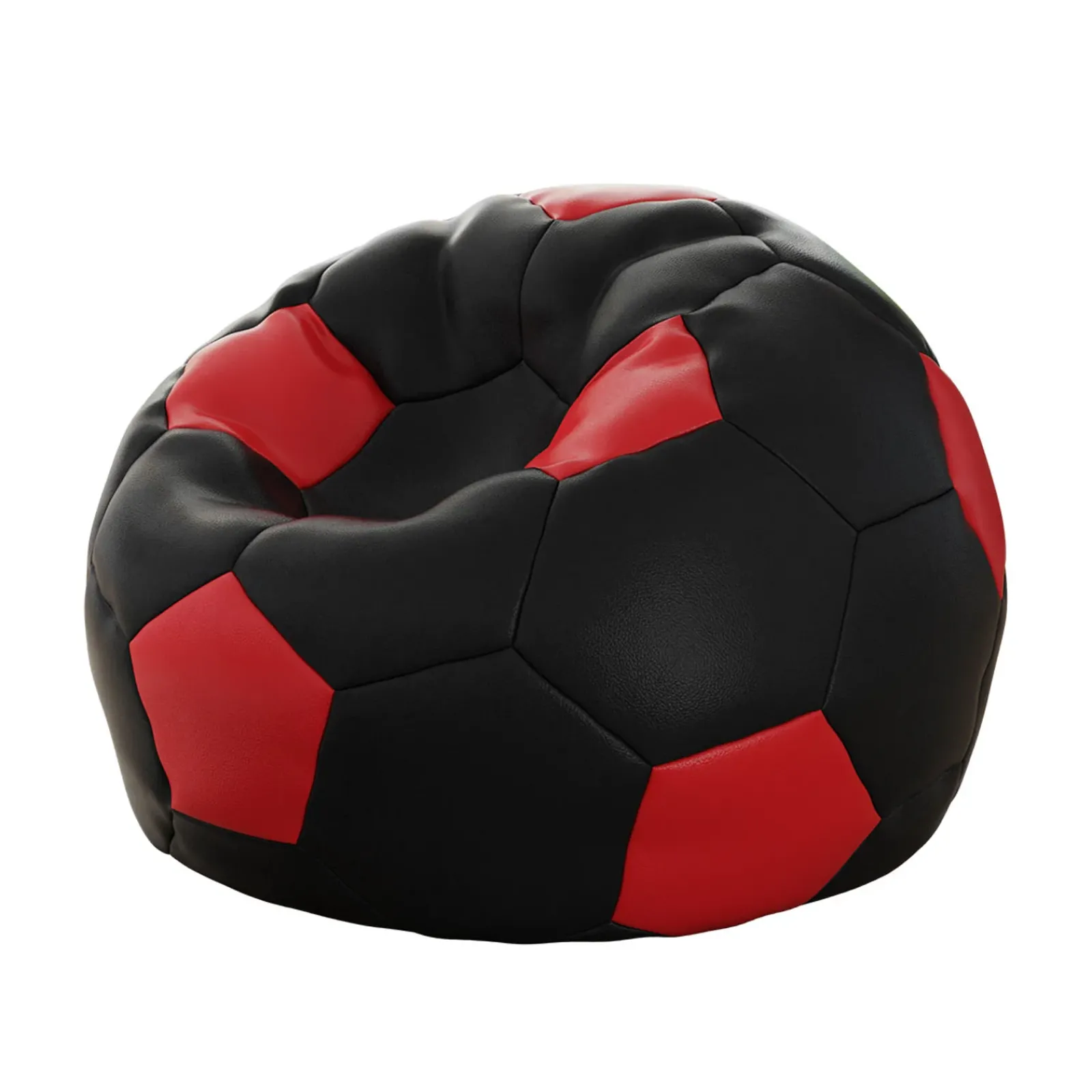 Garnero Arredamenti Pouf-Pouf poltrona sacco palla da calcio ecopelle nero rosso Lionel Nero - Rosso