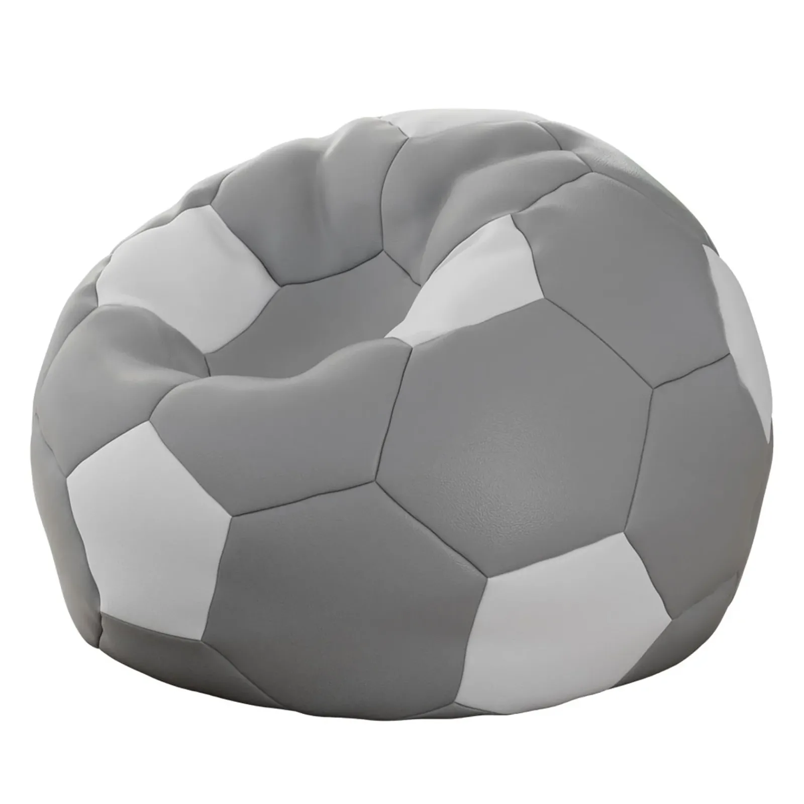 Garnero Arredamenti Pouf-Pouf poltrona sacco palla da calcio ecopelle grigio bianco Lionel Grigio - Bianco