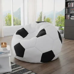 Garnero Arredamenti Pouf-Pouf poltrona sacco palla da calcio ecopelle bianco nero Lionel Bianco - Nero