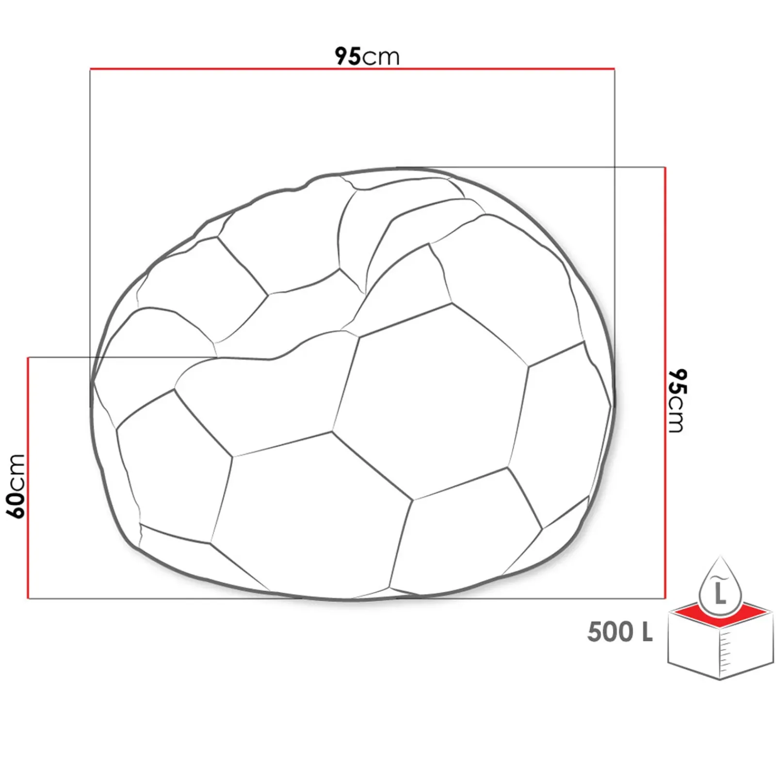 Garnero Arredamenti Pouf-Pouf poltrona sacco palla da calcio ecopelle bianco nero Lionel Bianco - Nero
