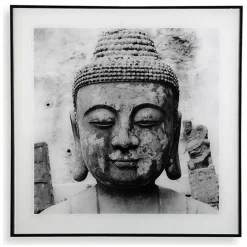 Garnero Arredamenti Portafotografie E Quadri-Quadro da parete design con stampa Buddha 50x50cm bianco nero Roia