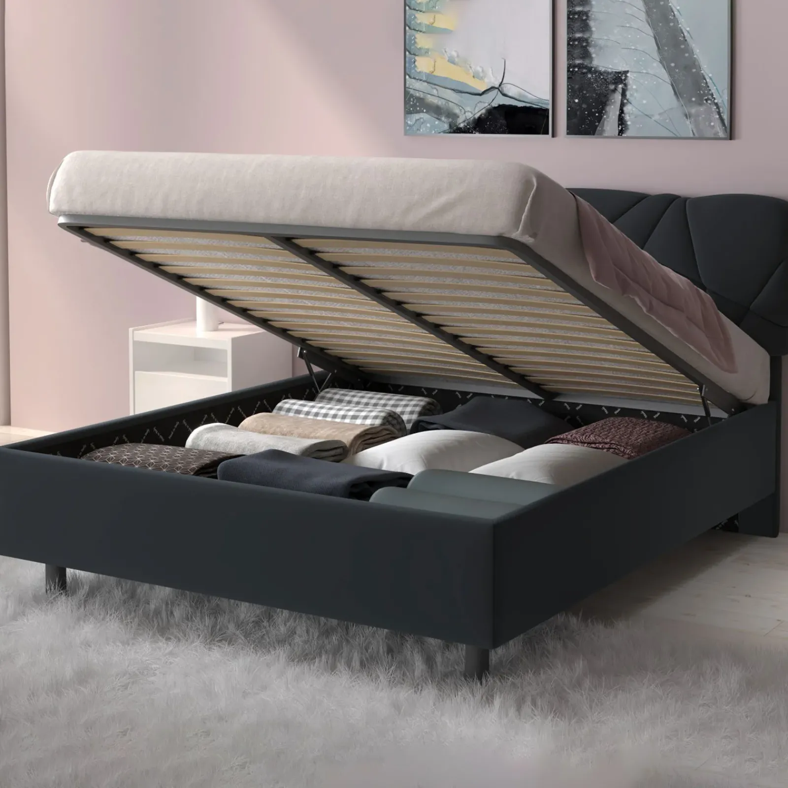 Garnero Arredamenti Rete Materasso|Rete Materasso-Rete 160x195cm matrimoniale con meccanismo contenitore FlexFrame