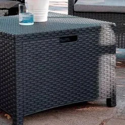 Garnero Arredamenti Salotto Da Giardino-Salotto da giardino 2 poltrone divano tavolino con cuscini polipropilene grafite Capri