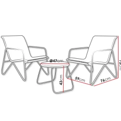 Garnero Arredamenti Salotto Da Giardino-Salotto da giardino 2 posti con tavolino moderno antracite Nerone