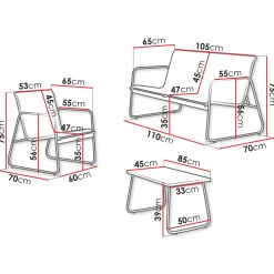 Garnero Arredamenti Salotto Da Giardino-Salotto da giardino 4 posti con tavolino moderno Zeno Antracite