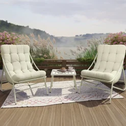 Garnero Arredamenti Salotto Da Giardino-Salotto da giardino 2 posti con cuscini e tavolino Aurelia Beige