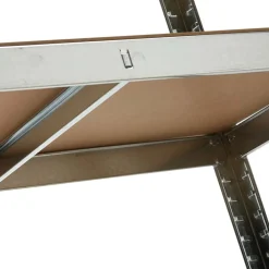 Garnero Arredamenti Armadi Da Esterno|Scaffali E Dispense-Scaffale 90x180cm in metallo 5 ripiani multiuso grigio legno Simba