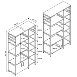 Garnero Arredamenti Scaffali E Dispense|Mobili Multiuso-Scaffale 84x141h cm 2 ante industrial rovere metallo Bioko