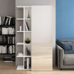Garnero Arredamenti Scarpiere E Cassepanche|Scarpiere-Scarpiera con libreria 88x160h cm 1 anta con specchio bianco Vanda