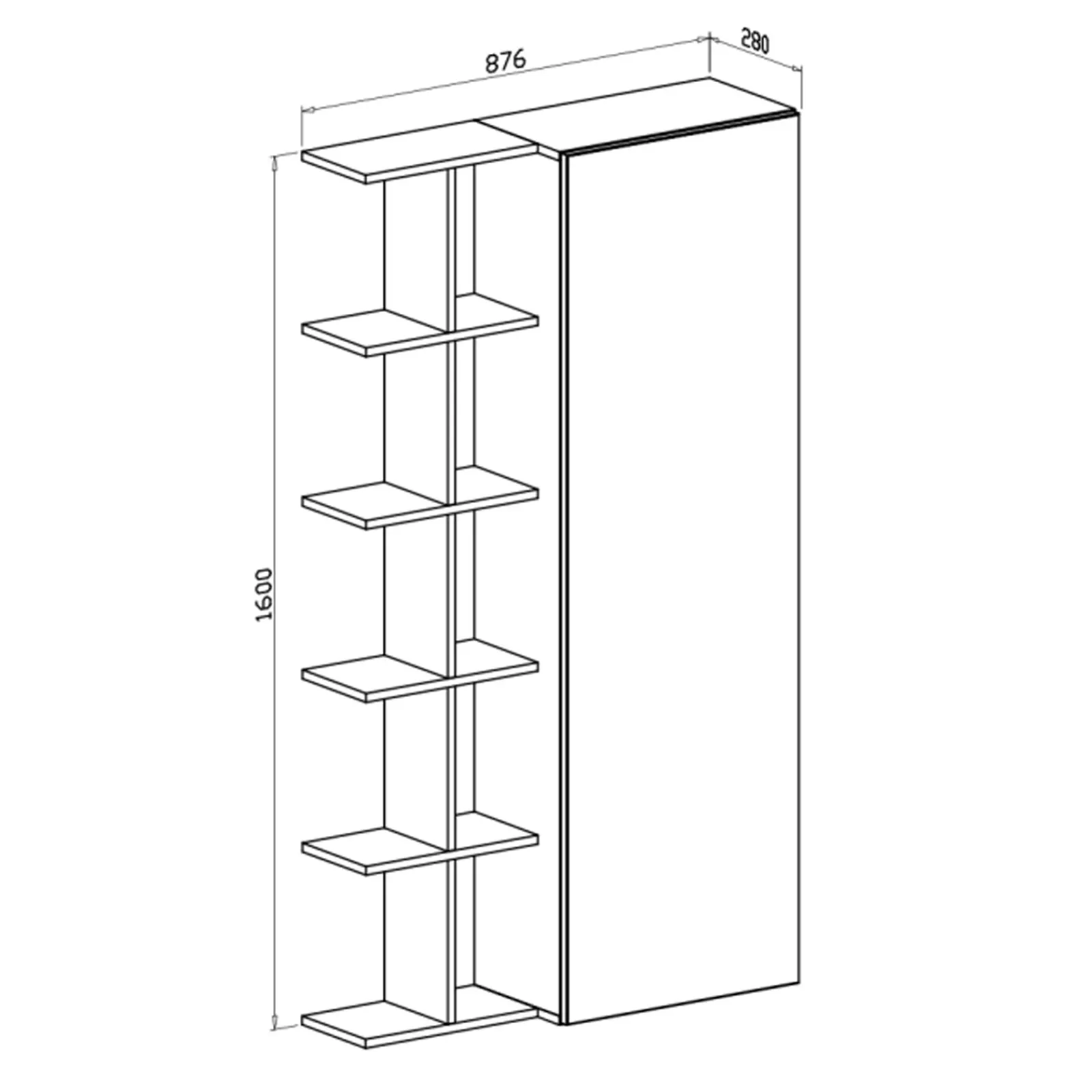 Garnero Arredamenti Scarpiere E Cassepanche|Scarpiere-Scarpiera con libreria 88x160h cm 1 anta con specchio bianco Vanda