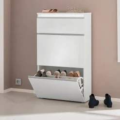 Garnero Arredamenti Scarpiere E Cassepanche|Scarpiere-Scarpiera ingresso 60x108cm 2 ante Eclisse Bianco Lucido