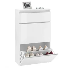 Garnero Arredamenti Scarpiere E Cassepanche|Scarpiere-Scarpiera ingresso 60x108cm 2 ante Eclisse Bianco Lucido